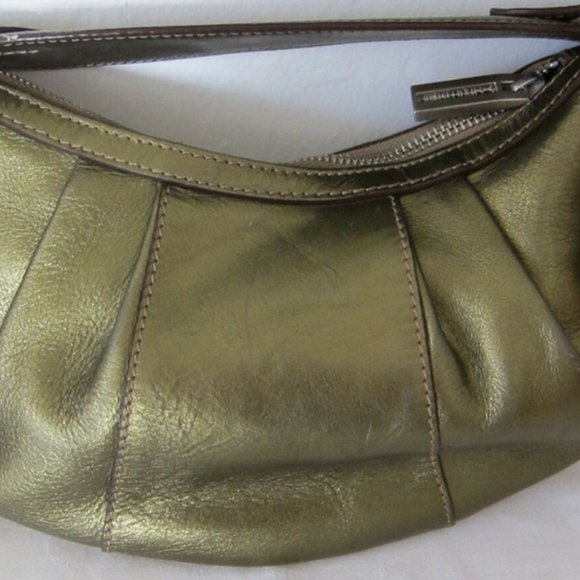 CALVIN KLEIN SMALL PLEATED METALLIC PEWTER FAUX LEATHER HANDBAG - NWOT - Picture 5 of 5